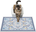 24"x15" Cat Litter Mat Waterproof Non-Slip Litter Trapping Pad | Soft Mesh Litter Box Mat With A Decorative Pattern Captures Scatter Effectively To Keep Floors Clean And Tidy by Hedgeink