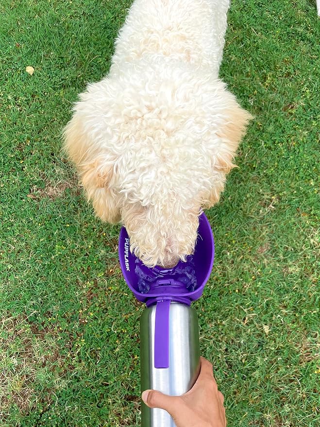 PupFlask Large Dog Water Bottle, Portable Stainless Steel Travel Bowl | 27 or 40 oz Leak-Proof Drink Dispenser with Built-In Cup and Carry Strap for Walking, Hiking and Travel; For All Dog Breeds - Image 9