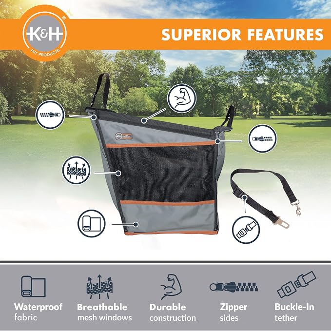 K&H Dog Car Seat, Buckle N' Go Dog Car Seats for Small Dogs, XS 16x14x14in | Secure backseat rides, small dog car seat with mesh windows, folds flat, carseat for dog, seat belt tether - Image 5
