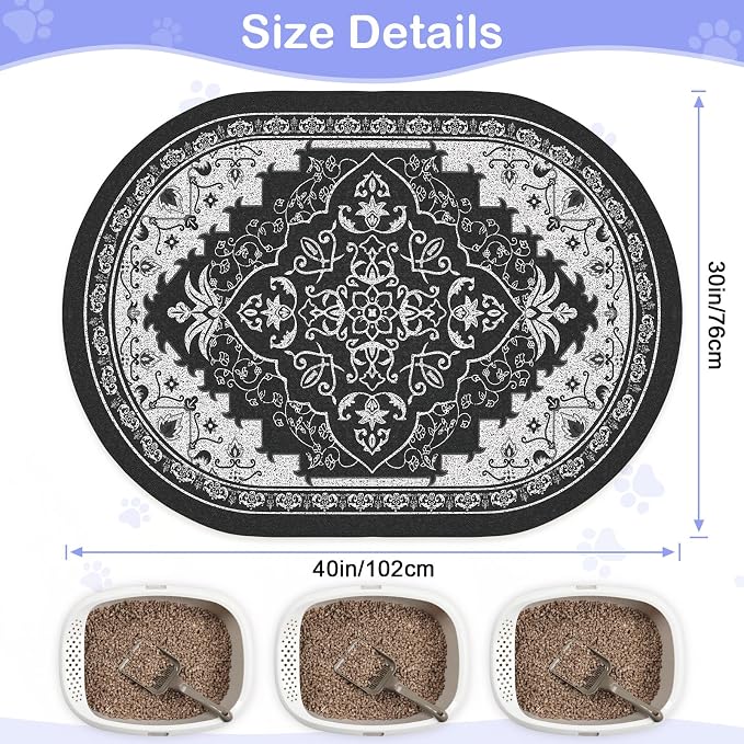 Bienbee Cat Litter Mat, 40" x 30" Dense Trapping Mesh for Litter Boxes | Litter Box Mat with PVC Mesh, Waterproof &Urineproof, Non-Slip Grip, Soft On Kitty Paws and Easy to Clean to Protect Floor - Image 6
