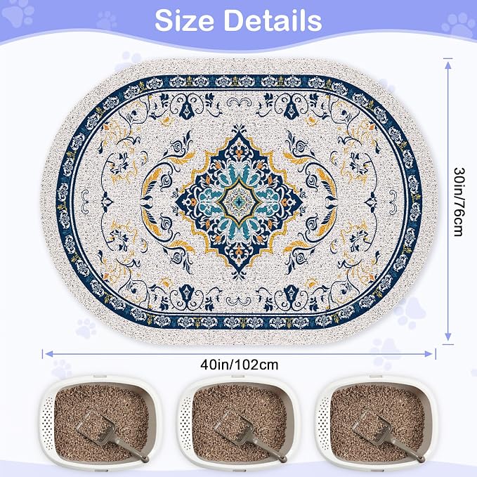 Bienbee Cat Litter Mat, 40" x 30" Dense Trapping Mesh for Litter Boxes | Litter Box Mat with PVC Mesh, Waterproof &Urineproof, Non-Slip Grip, Soft On Kitty Paws and Easy to Clean to Protect Floor - Image 6