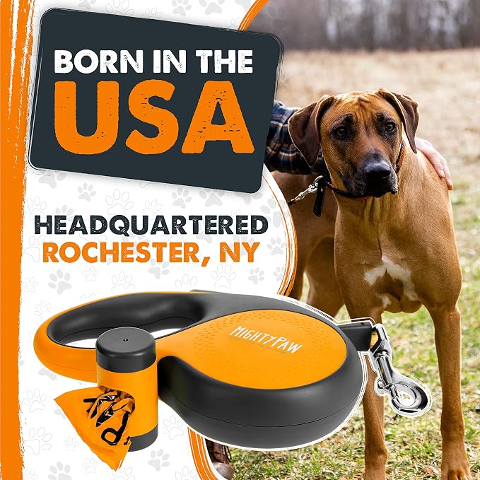 Mighty Paw Retractable Dog Leash with Poop Bag Holder, 16 Ft | Quick-Lock Brake, For Pets Up To 50 Lbs, Stainless Steel Coil, Reflective Nylon Tape, Tangle-Free Swivel Clip - Image 9