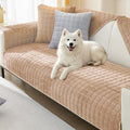 Couch Cover for Dogs,Velvet Non-Slip Couch Covers for Sofa Washable | Sofa Slipcovers for 3 Cushion Couch, Furniture Protector for Pet, L Shaped Sectional Couch Cover Khaki, 36"X94" (Only 1 Pcs) by KaviKon
