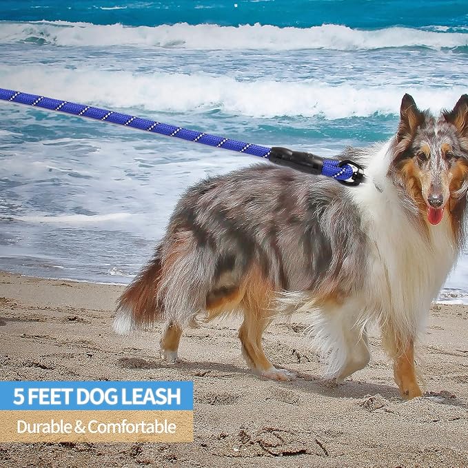 2/4/5/6 FT Dog Leash with Comfortable Padded Handle and Highly Reflective Threads for Small Medium and Large Dogs (5FT-1/2'', Navy Blue) - Image 5