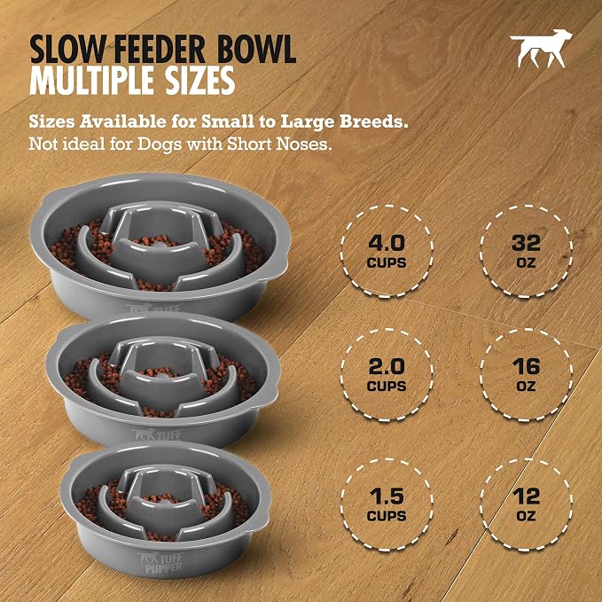 Tuff Pupper Slow Feeder Insert Bowl | Puzzle Maze Slows Down Eating | Elevated Feeder Tray Bowls | Standalone Dog Bowl | Pet Bowls Insert | Easy Clean Dishwasher Safe (2 Cups - Fits 7.5-8 Inch Hole) - Image 9