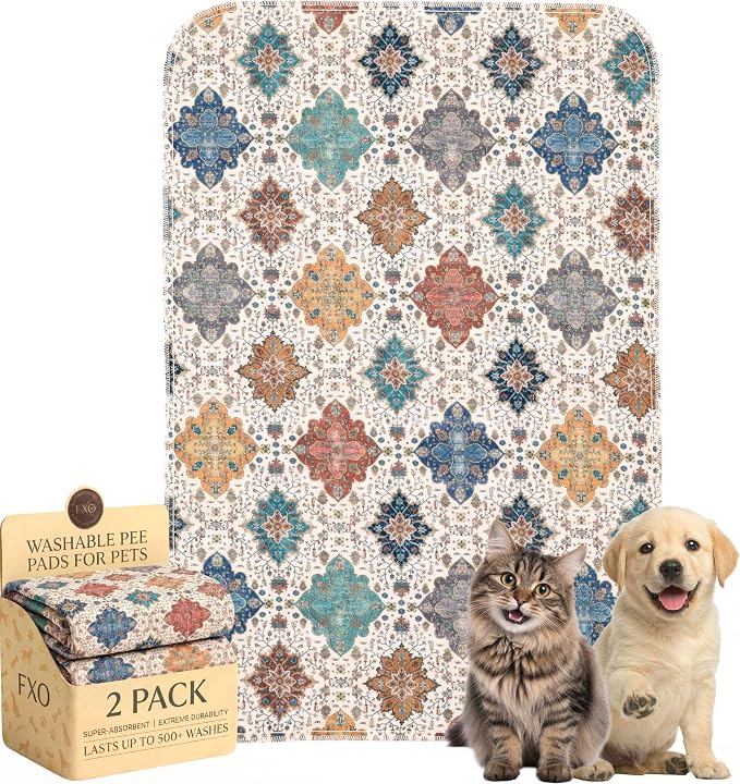 Washable Pee Pads for Dogs and Cats,Great Urine Absorbent Reusable Puppy Training Pads,Waterproof,Leak-Proof & Non-Slip Cat Litter Box Mat for Whelping,Crate,Playpen,Bed.(Colorful Day,18"x28") by Peepads