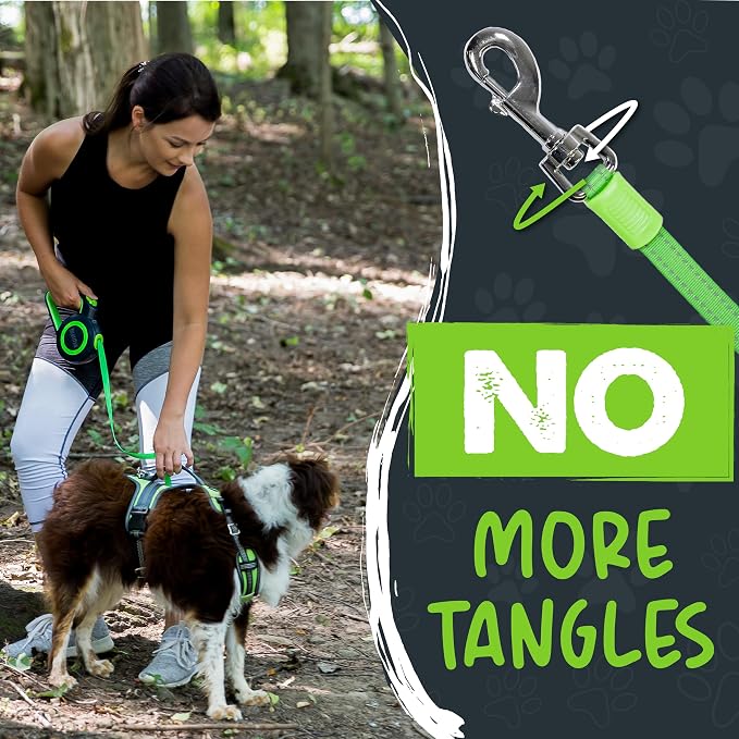 Mighty Paw Retractable Dog Leash 2.0, 16 Ft, for Medium Dogs, Heavy Duty | Reflective Nylon Tape, Tangle-Free Swivel Clip, One-Touch Quick-Lock Brake, Reflective Ring, Anti-Slip Handle - Image 7