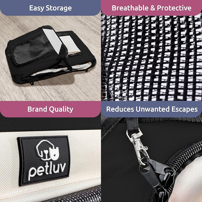 Cat & Dog Pet Carrier, Soft-Sided, Medium 20"x13"x13" Fits Most Cats or Small Dog, Comfortable for Travel & Vet Visits, Privacy Windows, Removable Plush Bed, Locking Zippers, Folds Flat - Image 5