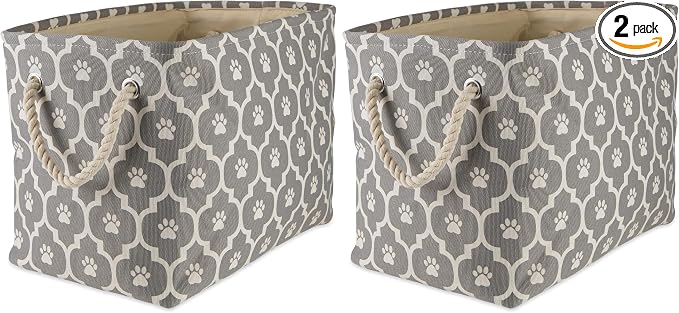 Bone Dry Pet Storage Collection Lattice Paw Print, Medium Rectangle, Gray (Pack of 2) by BoneDry
