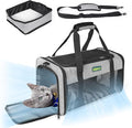Foldable Cat Carrier 17"x11"x9.5", Soft-Sided Airline Travel Bag | Portable soft pet carrier with scratch-resistant mesh, easy top access and compact folding design for cats up to 12 lbs. by KISFLY
