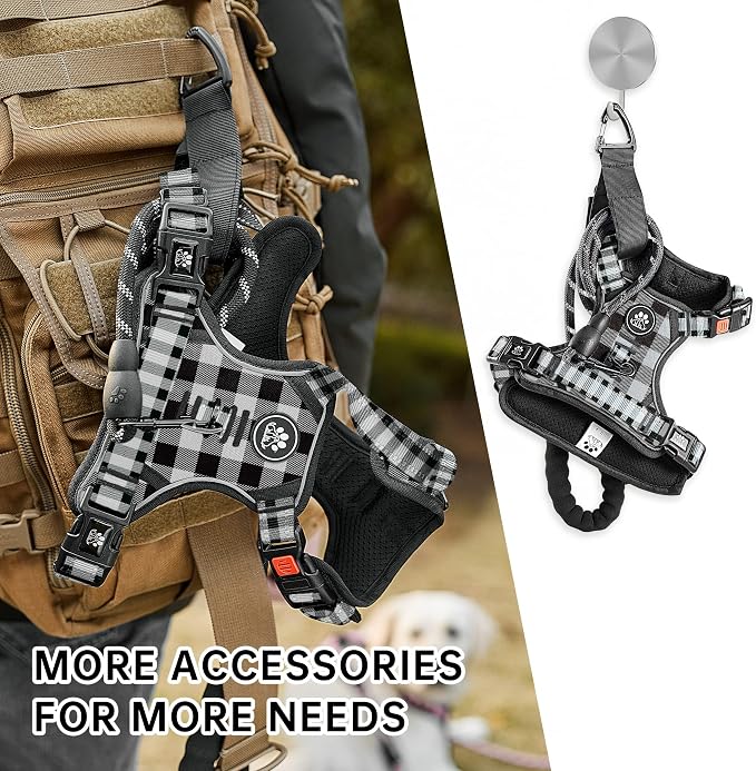 NESTROAD No Pull Dog Harness with Leash, Reflective No Choke Pet Vest Harness,Adjustable Soft Padded Dog Harness with Easy Control Handle for Medium Dogs(Checkered Black,Medium) - Image 6