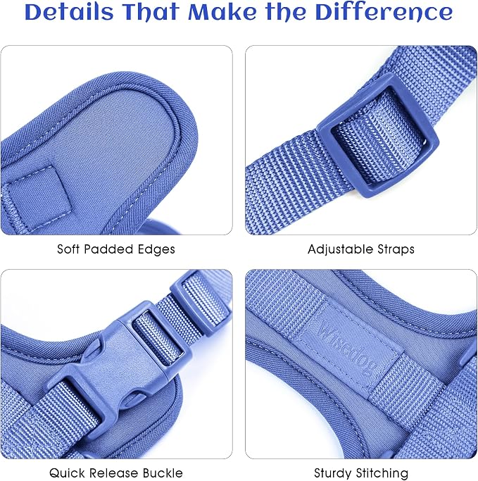 Wisedog No Pull Dog Harness, Blue, X-Small | Lightweight, Adjustable Breathable Pet Vest, Soft & Comfortable Cushion, Small Medium Large Dogs - Image 3
