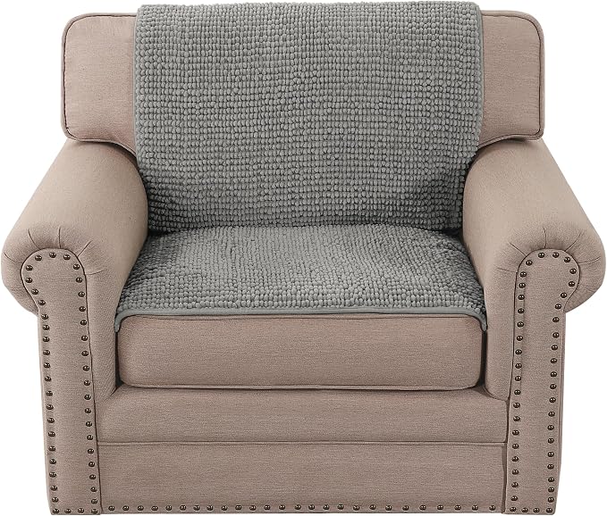 H.VERSAILTEX Plush Chenille Couch Armrest Cover 2 Packs Thick and Soft Sofa Covers Furniture Protector Cover for Pets (27.5" x 27.5", Dove) - Image 7