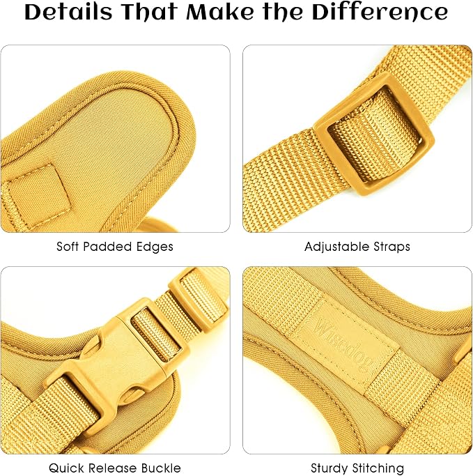 Wisedog Lightweight No Pull Dog Harness, Butter Yellow, Medium | Air Mesh, 3 Clips, Adjustable, No Choke Design, Ideal for Walking Training - Image 3