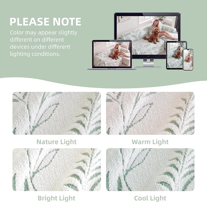 Couch Cover for Dogs Washable Sofa Cover, Sectional Couch Covers, Sofa Covers for 2 Cushion Couch, Non Slip Stripe Sofa Slipcovers Furniture Protector (Eucalyptus Green 71x150) - Image 7