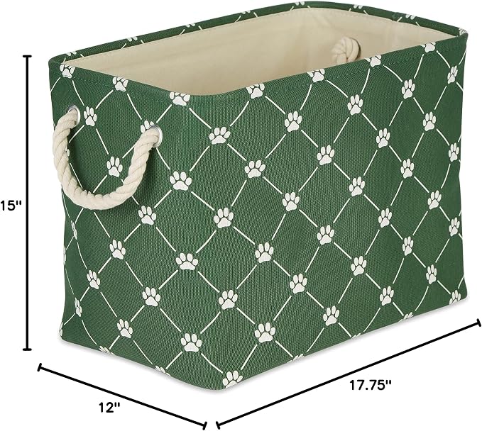 Bone Dry Pet Storage Collection Paw and Bone Print, Large Rectangle, 17.5x12x15 Hunter Green Trellis - Image 9