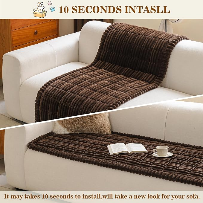 MYSKY HOME Couch Covers for Dogs, Sofa Cover for 3 Cushion Sofa, Chococlate | 27.6" x 70.9" Sofa Covers for Pets Washable, Soft Non-Slip Sofa Slipcovers, Furniture Protector Covers, Pet Friendly - Image 8