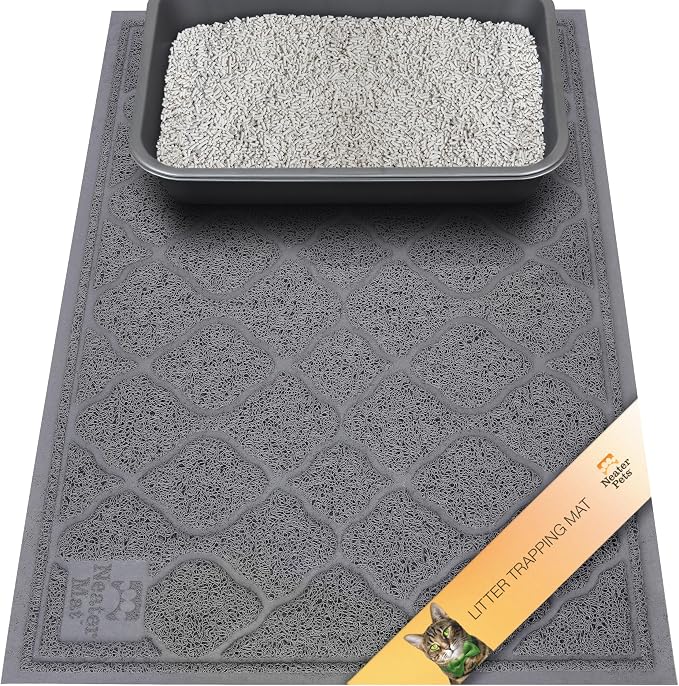 Neater Pets Neater Mat Cat Litter Rug, Thick & Durable Cat Mat for Litter Box, Trapper Pad Catches Mess to Protect Indoor Floors, Soft on Kitty Paws, Anti-Skid Grip Backing, Easy to Clean, Charcoal by NeaterPetBrands