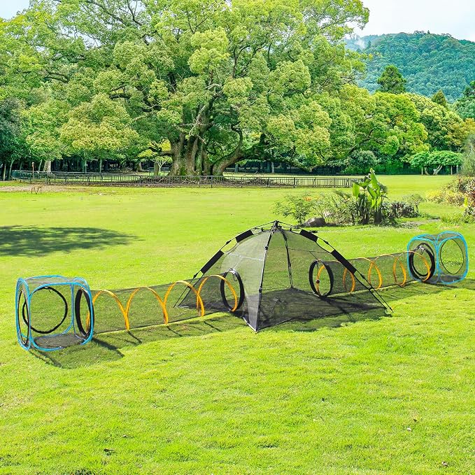 Cat Play Tunnel + Cube(with Three Ways) for Indoor and Outdoor, Cat Playpen, Play Enclosures, Collapsible Cube, Tunnel, Easy to Connect with Tent 2 Cubes + Run Tunnel - Image 4