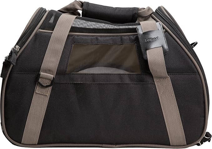 Coastal Pet Bergan Comfort Carrier - Breathable Travel Carrier for Dogs & Cats - Black & Grey, 16" x 8" x 11" - Image 5