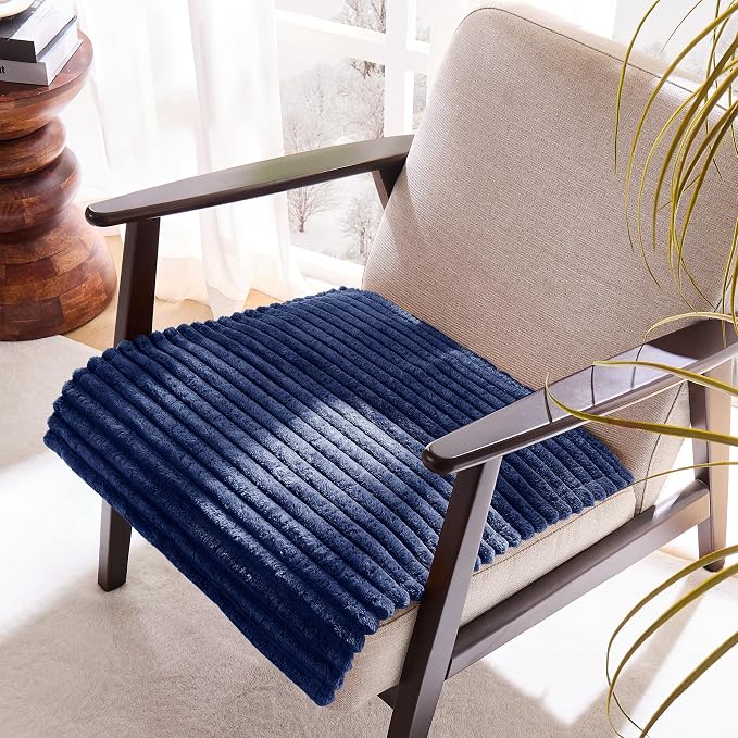 100% Waterproof Couch Arm Covers 2pcs, Fuzzy Chair Arm Covers Thick Soft Recliner Chair Armrest Protectors, Non-Slip Couch Armrest Cover Pet mats for Sofa (Navy Blue, 22" x 22" 2 Pack) - Image 2