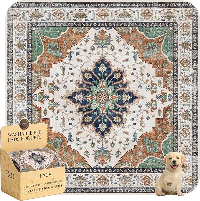 Washable Pee Pads for Dogs,Great Urine Absorbent Reusable Puppy Training Pads,Waterproof,Leak-Proof & Non-Slip Potty Pads for Whelping,Crate,Playpen,Bed.(Dark Teal Floral,72"x72") by Peepads
