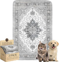 Washable Pee Pads for Dogs and Cats,Great Urine Absorbent Reusable Puppy Training Pads,Waterproof,Leak-Proof & Non-Slip Cat Litter Box Mat for Whelping,Crate,Playpen,Bed.(Gray Floral,18"x28") by Peepads