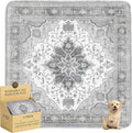 Washable Pee Pads for Dogs,Great Urine Absorbent Reusable Puppy Training Pads,Waterproof,Leak-Proof & Non-Slip Potty Pads for Whelping,Crate,Playpen,Bed.(Gray Floral,72"x72") by Peepads