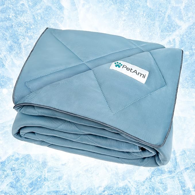 PetAmi Premium Cooling Dog Blanket | Lightweight Fluffy Pet Throw Blanket Bed Cover for Dogs, Cat, Puppies | Pet Blanket Furniture Protector Couch Sofa | Reversible Fuzzy Cozy | 90x90, Dusty Blue - Image 8
