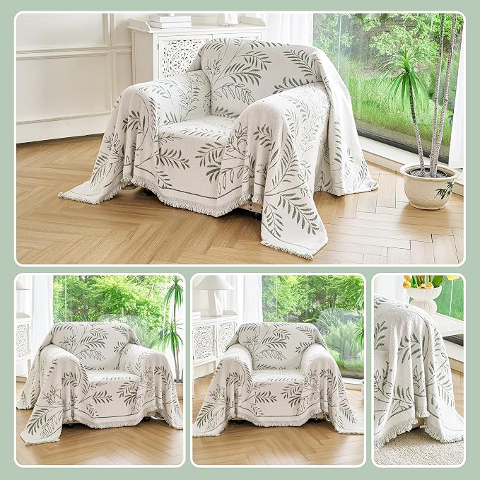 Couch Cover for Dogs Washable Sofa Cover, Sectional Couch Covers, Sofa Covers for 2 Cushion Couch, Non Slip Stripe Sofa Slipcovers Furniture Protector (Eucalyptus Green 91x71) - Image 9