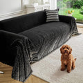 Couch Cover for Dogs Washable Sofa Cover, Sectional Couch Covers, Sofa Covers for 2 Cushion Couch, Non Slip Stripe Sofa Slipcovers Furniture Protector (Black 91x118) by Unknown
