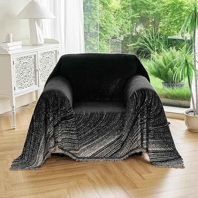 Couch Cover for Dogs Washable Sofa Cover, Sectional Couch Covers, Sofa Covers for 2 Cushion Couch, Non Slip Stripe Sofa Slipcovers Furniture Protector (Black 91x71) by Unknown