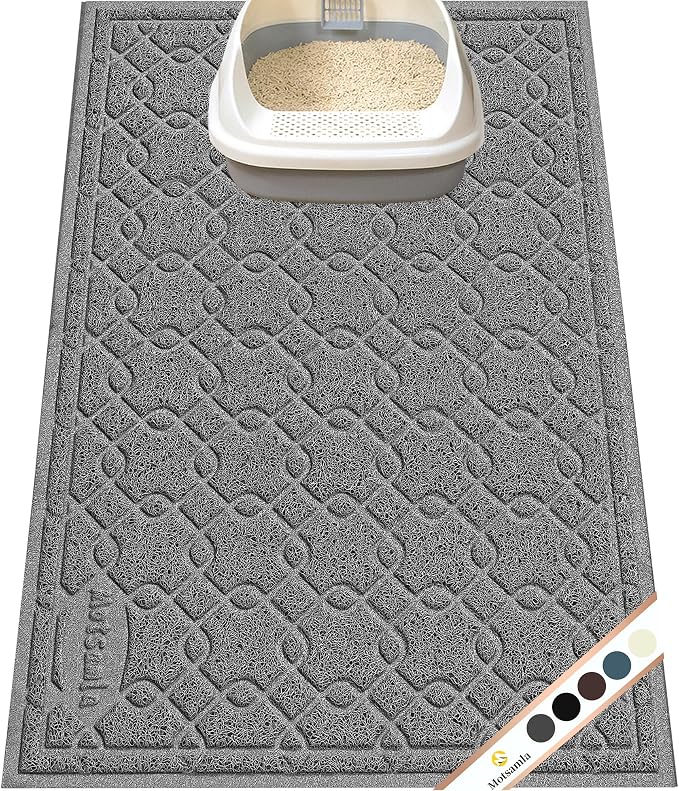 Cat Litter Box Mat, 35" x 24" Large Kitty Litter Trapping Mat Keep Floor Clean, Litter Box Mat Scatter Control, Waterproof, Easy to Clean, Durable Large Size Litter Mats for Floor by Motsamla