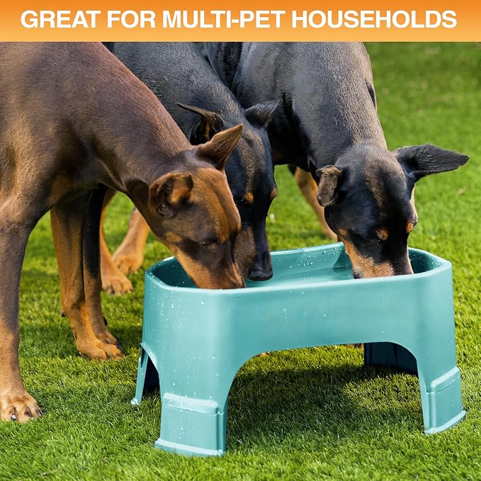 Neater Pet Brands Extra Large Water Bowl for Dogs, Elevated Outdoor Dog Water Bowl (1.25 Gallon XL Capacity), Big Trough Style Food Dish for Indoors or Outside, No Spill Large Dog Bowls, Aquamarine - Image 4
