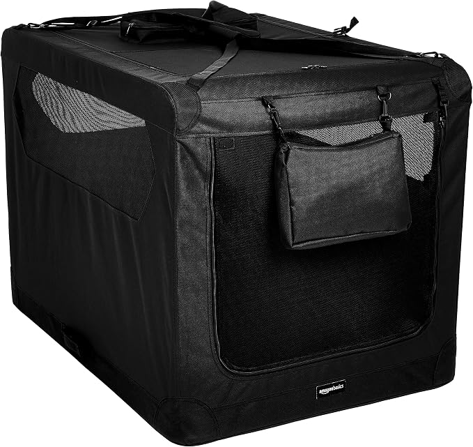 Amazon Basics Folding Portable Soft Pet Dog Crate Carrier Kennel, 42 x 31 x 31 inches, Black by AmazonBasics