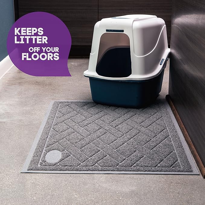 Pawkin Cat Litter Mat, Patented Design with Litter Lock Mesh, Extra Large, Durable, Easy to Clean, Soft, Fits Under Litter Box, Litter Free Floors, Gray - Image 3