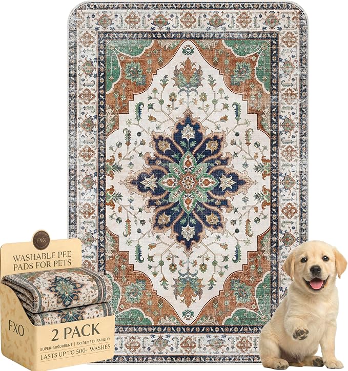 Washable Pee Pads for Dogs,Great Urine Absorbent Reusable Puppy Training Pads,Waterproof,Leak-Proof & Non-Slip Potty Pads for Whelping,Crate,Playpen,Bed.(Dark Teal Floral,24"x36") by Peepads