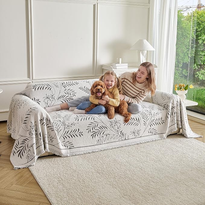 Couch Cover for Dogs Washable Sofa Cover, Sectional Couch Covers, Sofa Covers for 2 Cushion Couch, Non Slip Stripe Sofa Slipcovers Furniture Protector (Eucalyptus Brown 71x134) - Image 9