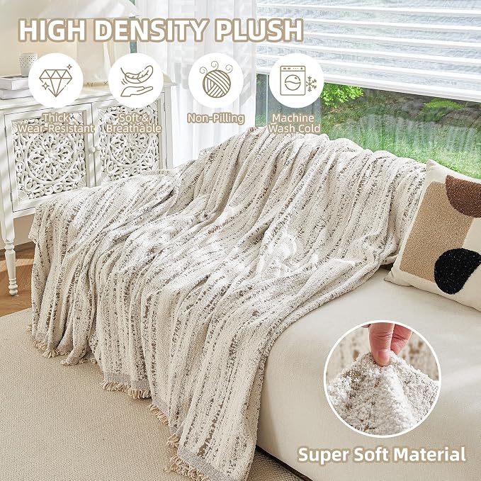 Couch Cover for Dogs Washable Sofa Cover, Sectional Couch Covers, Sofa Covers for 2 Cushion Couch, Non Slip Stripe Sofa Slipcovers Furniture Protector (Quicksand White 71x134) - Image 5