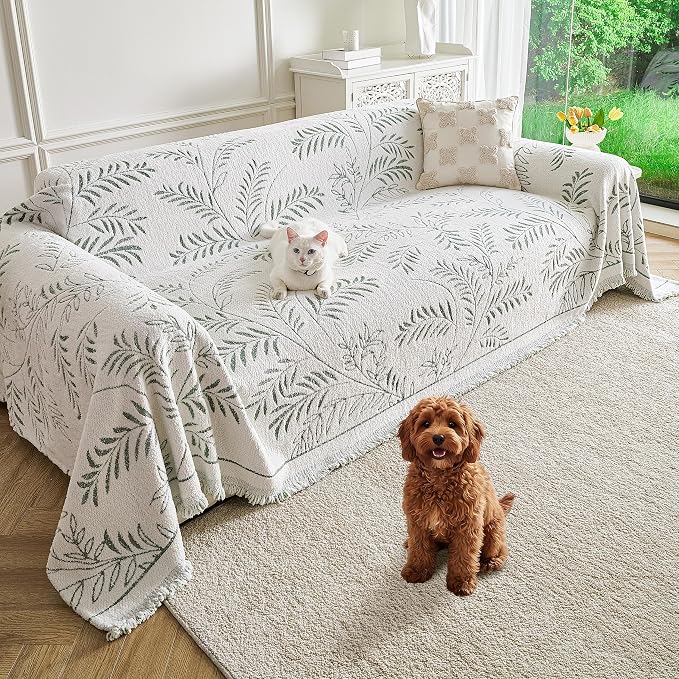 Couch Cover for Dogs Washable Sofa Cover, Sectional Couch Covers, Sofa Covers for 2 Cushion Couch, Non Slip Stripe Sofa Slipcovers Furniture Protector (Eucalyptus Green 91x102) by Unknown