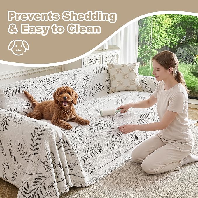 Couch Cover for Dogs Washable Sofa Cover, Sectional Couch Covers, Sofa Covers for 2 Cushion Couch, Non Slip Stripe Sofa Slipcovers Furniture Protector (Eucalyptus Brown 71x134) - Image 6