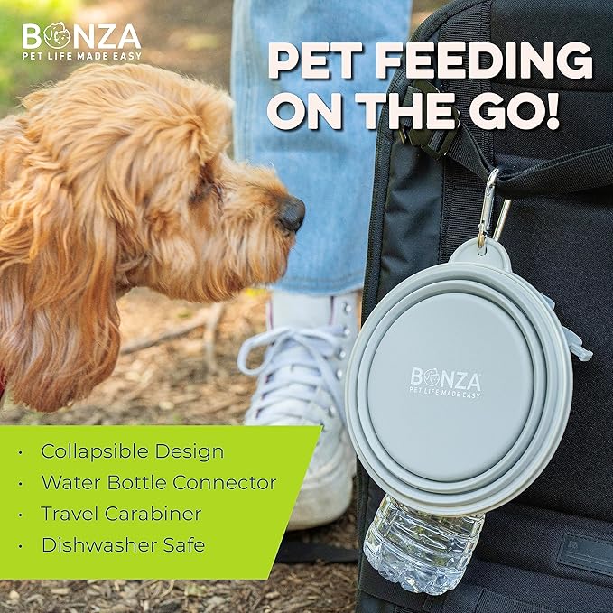 Bonza by Leash Boss Collapsible Dog Slow Feeder Bowl, Portable Silicone Travel Bowl for Food & Water, Slow Eating for Large, Medium, & Small Sized Breeds, Anti-Choking, BPA-Free, Dishwasher Safe - Image 2