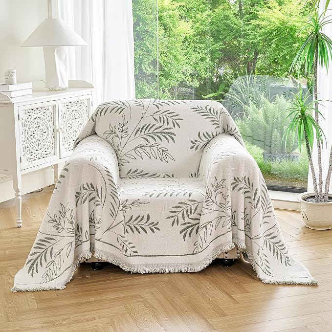 Couch Cover for Dogs Washable Sofa Cover, Sectional Couch Covers, Sofa Covers for 2 Cushion Couch, Non Slip Stripe Sofa Slipcovers Furniture Protector (Eucalyptus Green 91x71) by Unknown