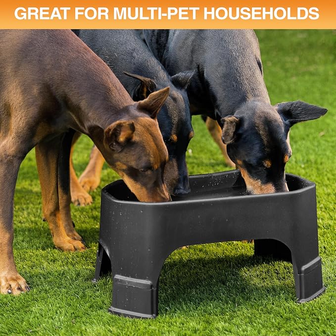 Neater Pet Brands Extra Large Water Bowl for Dogs, Elevated Outdoor Dog Water Bowl (2.25 Gallon XL Capacity), Big Trough Style Food Dish for Indoors or Outside, No Spill Large Dog Bowls, Black - Image 4