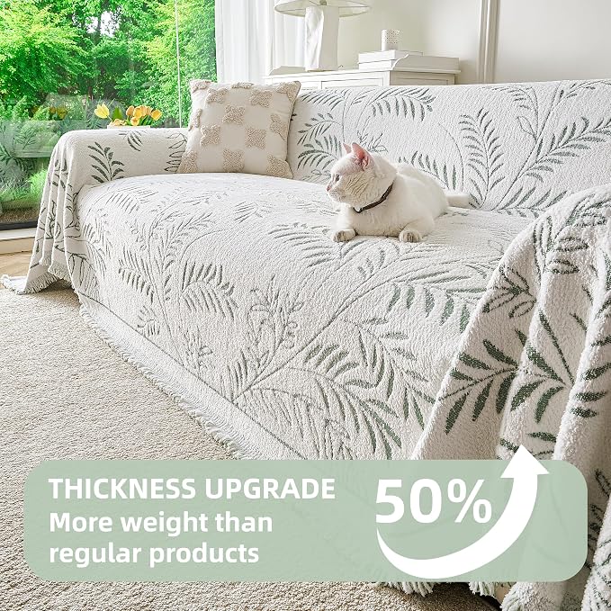 Couch Cover for Dogs Washable Sofa Cover, Sectional Couch Covers, Sofa Covers for 2 Cushion Couch, Non Slip Stripe Sofa Slipcovers Furniture Protector (Eucalyptus Green 91x71) - Image 5