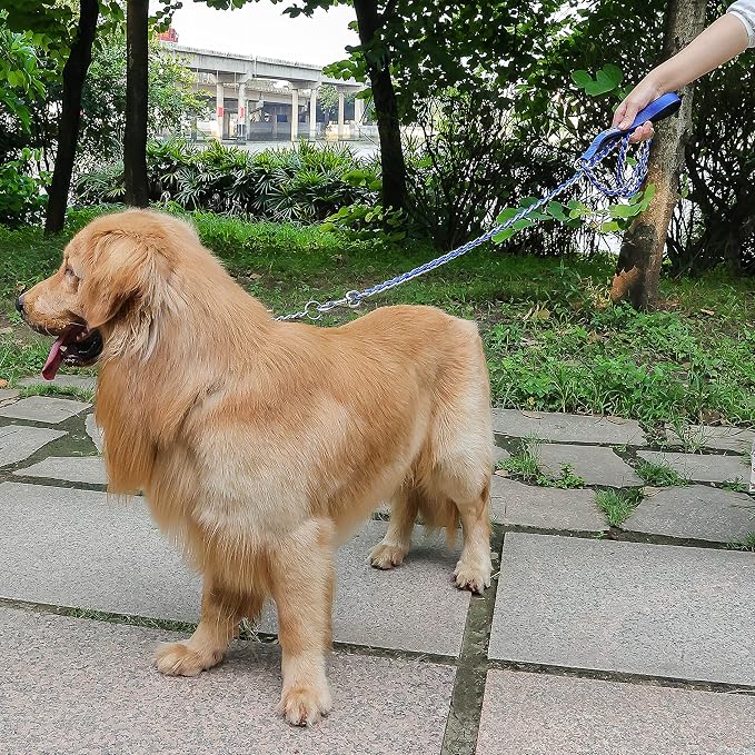 S-ETOVUS-Chain Dog Leash, Bite-Proof Metal Leash, with Padded Handle | Three Sizes 7.25FT/5.2FT/4FT, Woven From Nylon Rope And Chain, Durable And Bite-Resistant, Comfortable With Padded Handles - Image 6