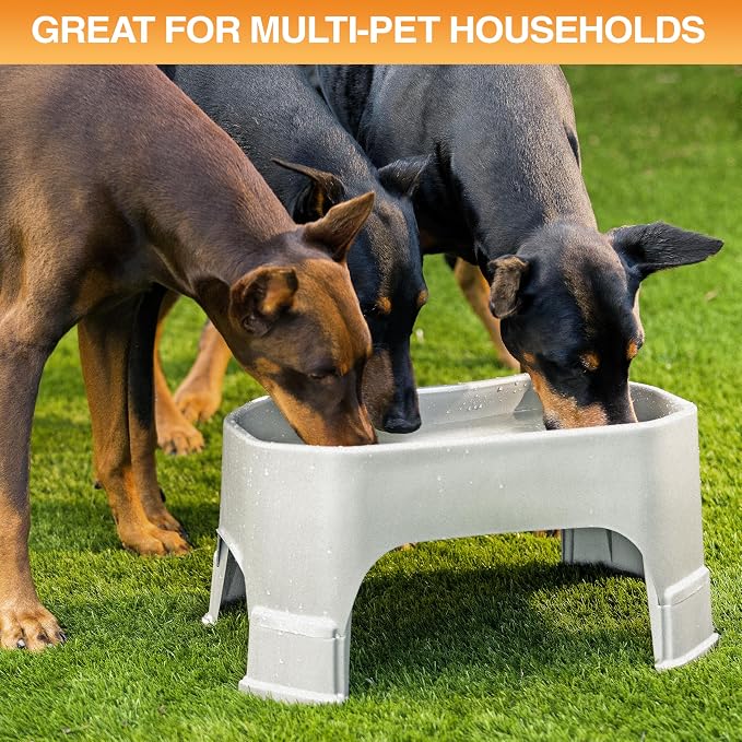 Neater Pet Brands Extra Large Water Bowl for Dogs, Elevated Outdoor Dog Water Bowl (1.25 Gallon XL Capacity), Big Trough Style Food Dish for Indoors or Outside, No Spill Large Dog Bowls, Vanilla Bean - Image 4