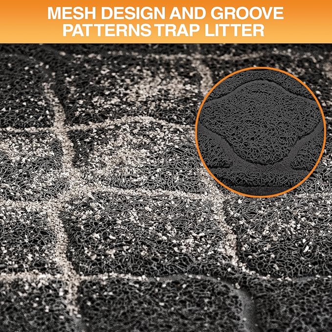Neater Pets Neater Mat Cat Litter Mat, Thick & Durable Cat Mat for Litter Box, Trapper Pad Catches Mess to Protect Indoor Floors, Soft on Kitty Paws, Anti-Skid Grip Backing, Easy to Clean, Black - Image 3