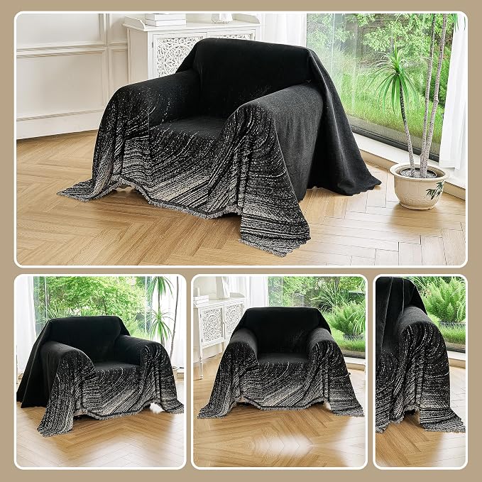 Couch Cover for Dogs Washable Sofa Cover, Sectional Couch Covers, Sofa Covers for 2 Cushion Couch, Non Slip Stripe Sofa Slipcovers Furniture Protector (Black 91x71) - Image 9