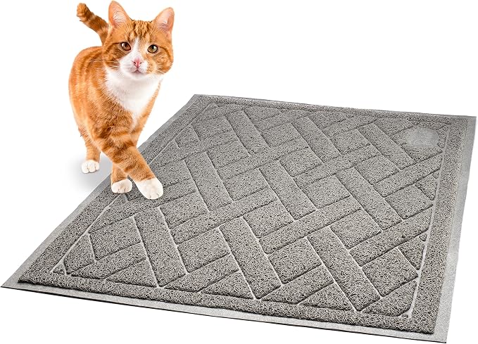 Pawkin Cat Litter Mat, Patented Design with Litter Lock Mesh, Extra Large, Durable, Easy to Clean, Soft, Fits Under Litter Box, Litter Free Floors, Gray - Image 2
